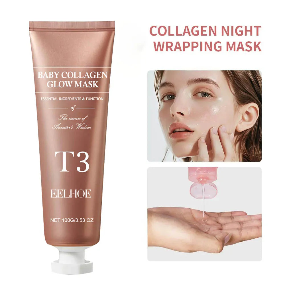 Collagen Night Wrapping Mask Elasticity Hydration Care Reduces Sagging & Dullness Hydrolyzed Collagen For Glowing Skin