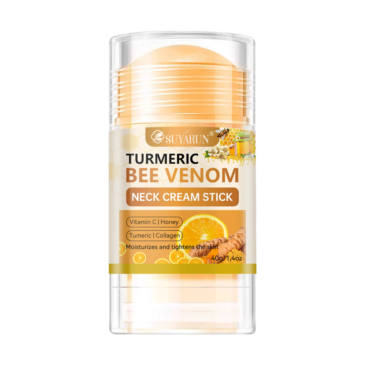 SUYARUN Turmeric Bee Venom Neck Cream Stick - Anti-Aging Firming, Wrinkle Reduction, Portable Moisturizer for all people.