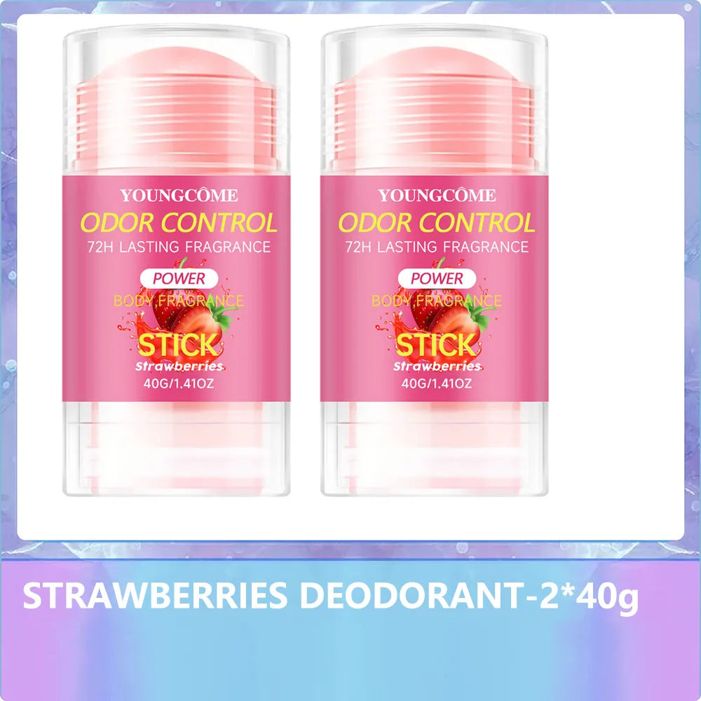 Strawberry Deodorant set - 72H Freshness, Aluminum-Free, Sweet Scent for Women, School Safe for Sensitive Skin