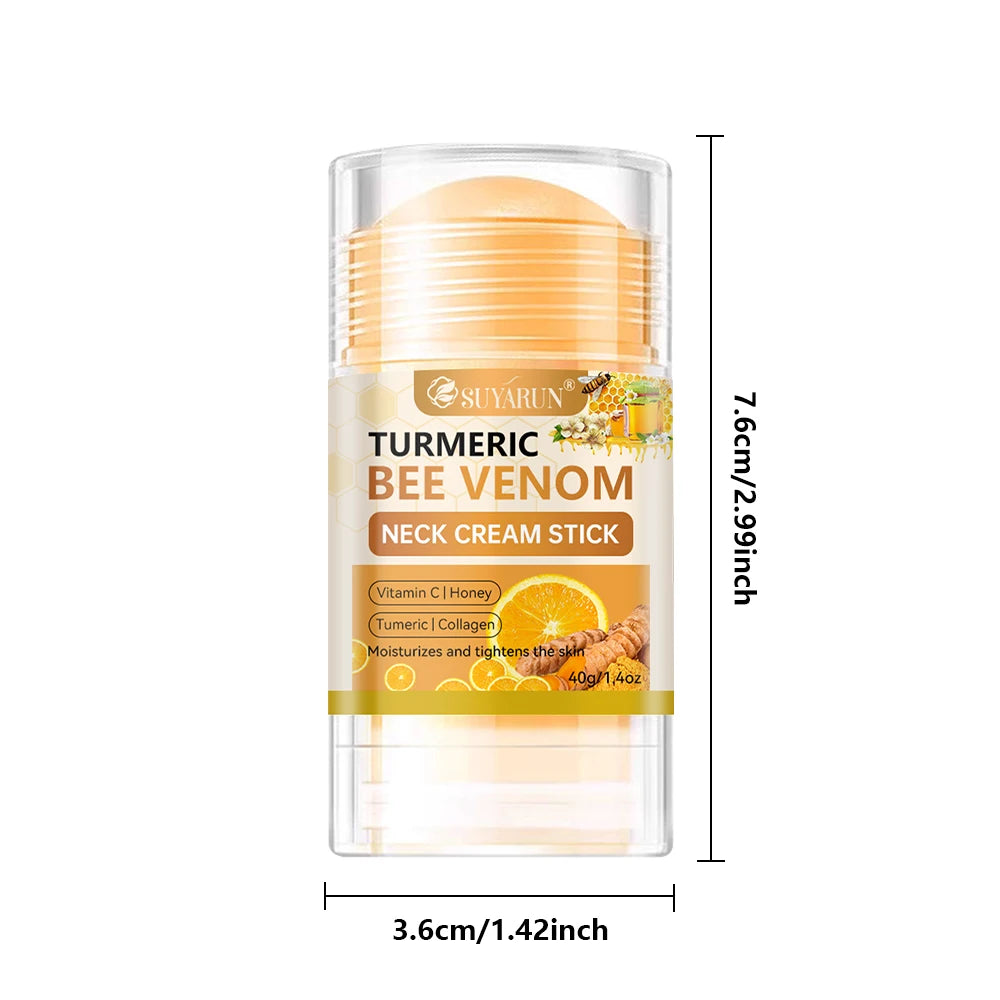 SUYARUN Turmeric Bee Venom Neck Cream Stick - Anti-Aging Firming, Wrinkle Reduction, Portable Moisturizer for all people.