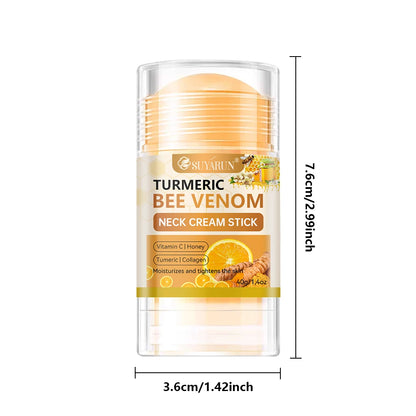 SUYARUN Turmeric Bee Venom Neck Cream Stick - Anti-Aging Firming, Wrinkle Reduction, Portable Moisturizer for all people.