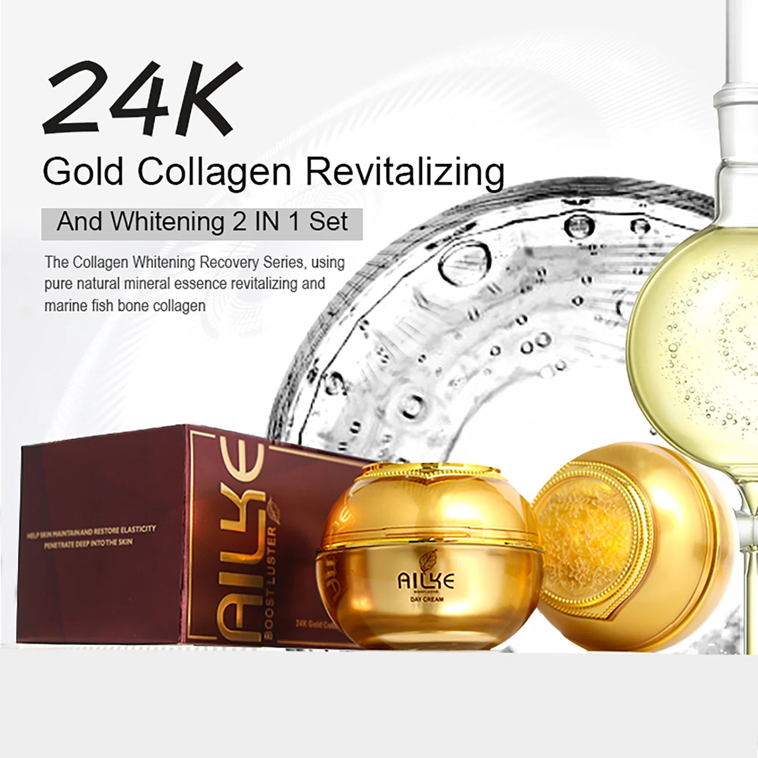 AILKE Whitening Skin Care Set, Reduce Wrinkles, Dark Spots, Even Skin Tone, Women Beauty Cosmetics for All Skin Types