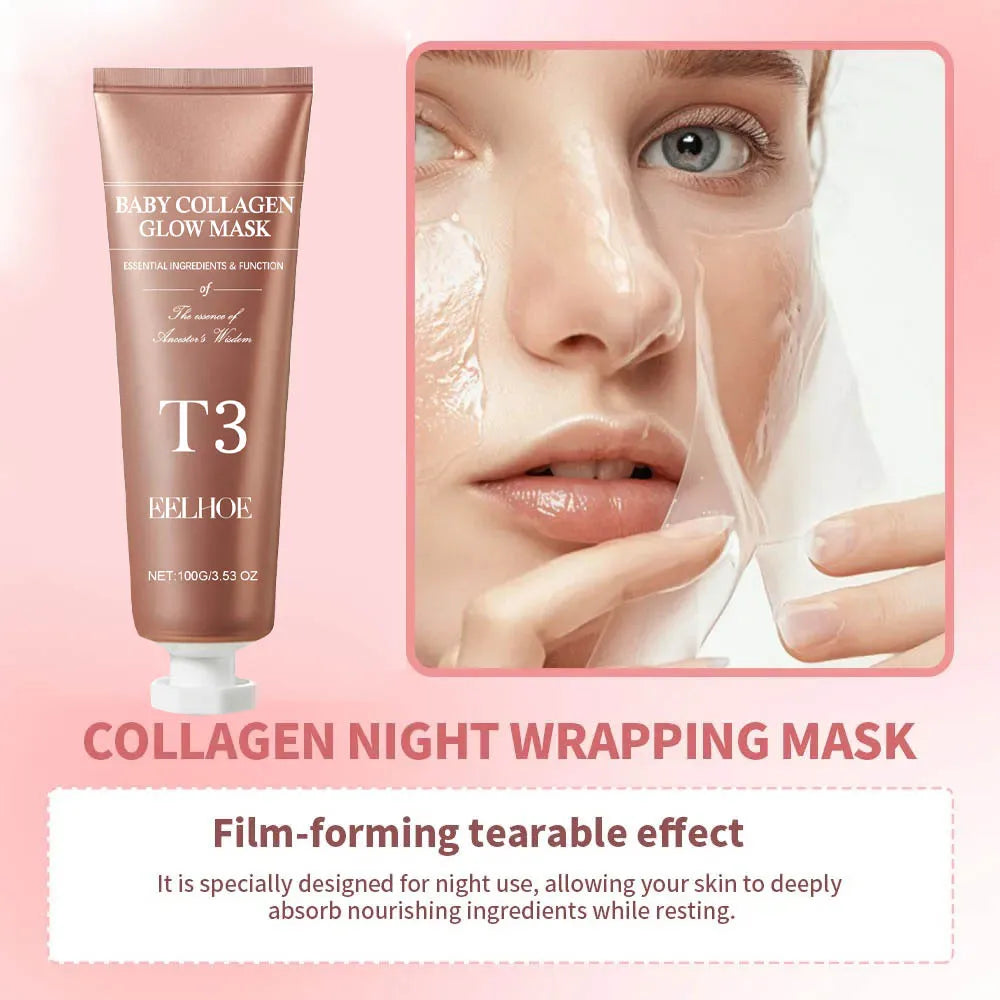 Collagen Night Wrapping Mask Elasticity Hydration Care Reduces Sagging &amp; Dullness Hydrolyzed Collagen For Glowing Skin