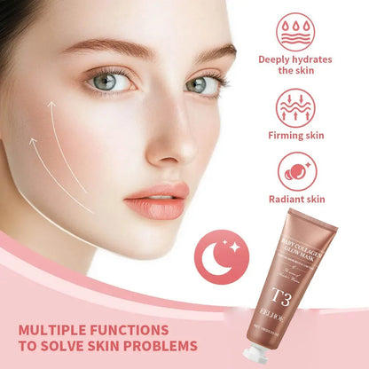 Collagen Night Wrapping Mask Elasticity Hydration Care Reduces Sagging &amp; Dullness Hydrolyzed Collagen For Glowing Skin