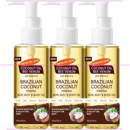Brazilian Coconut Firming Body Oil, 48H Moisture &amp; Sculpting with Acai, Guarana &amp; Hyaluronic Acid for Bum &amp; Bust