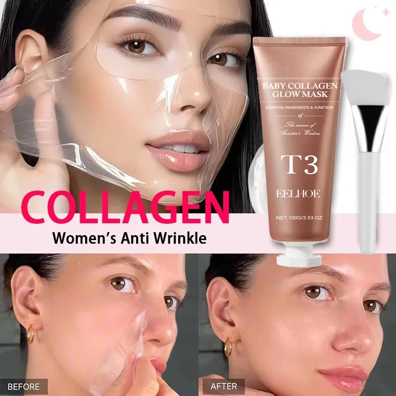 Collagen Night Wrapping Mask Elasticity Hydration Care Reduces Sagging &amp; Dullness Hydrolyzed Collagen For Glowing Skin