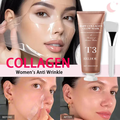 Collagen Night Wrapping Mask Elasticity Hydration Care Reduces Sagging &amp; Dullness Hydrolyzed Collagen For Glowing Skin